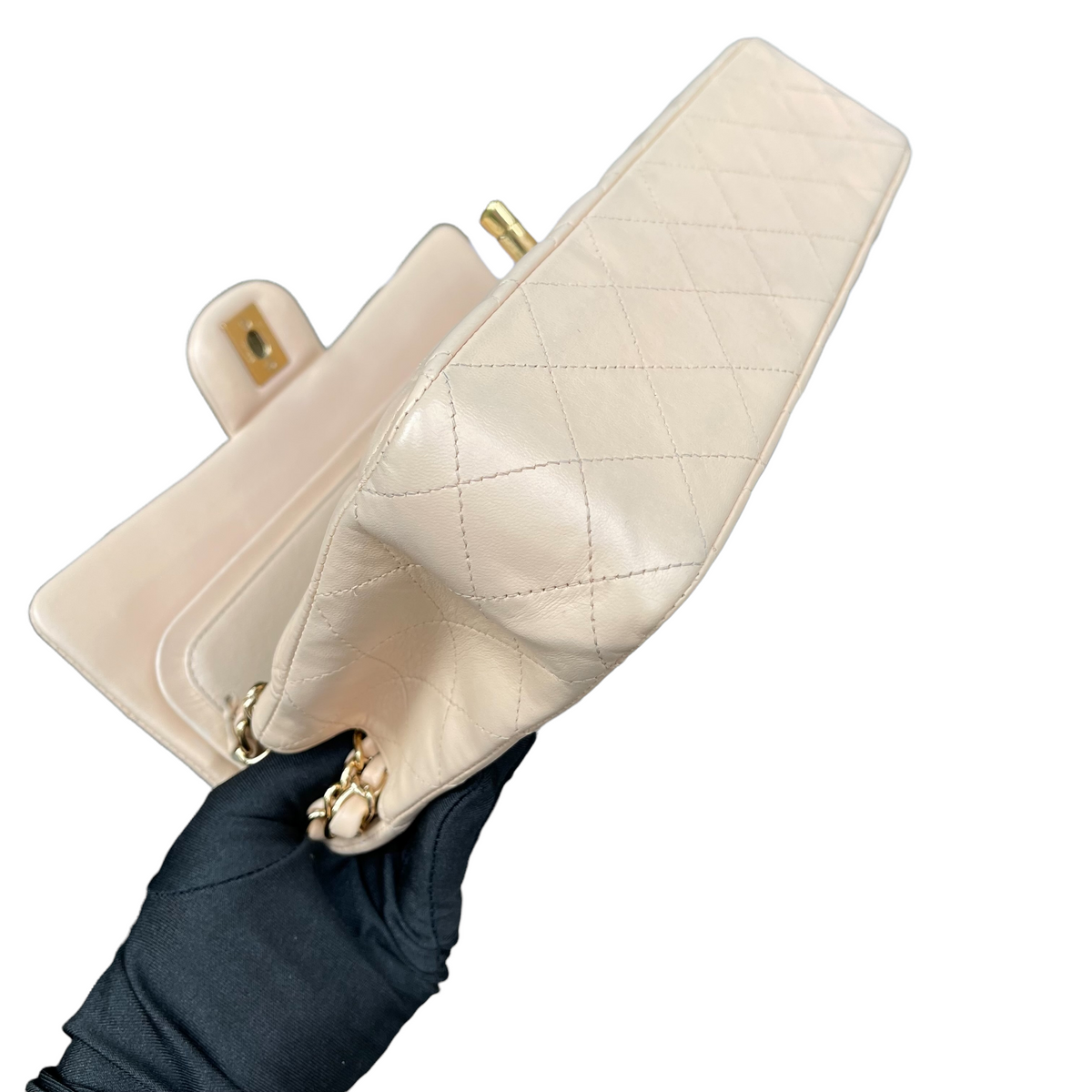 Classic Lambskin Double Flap Medium Beige GHW