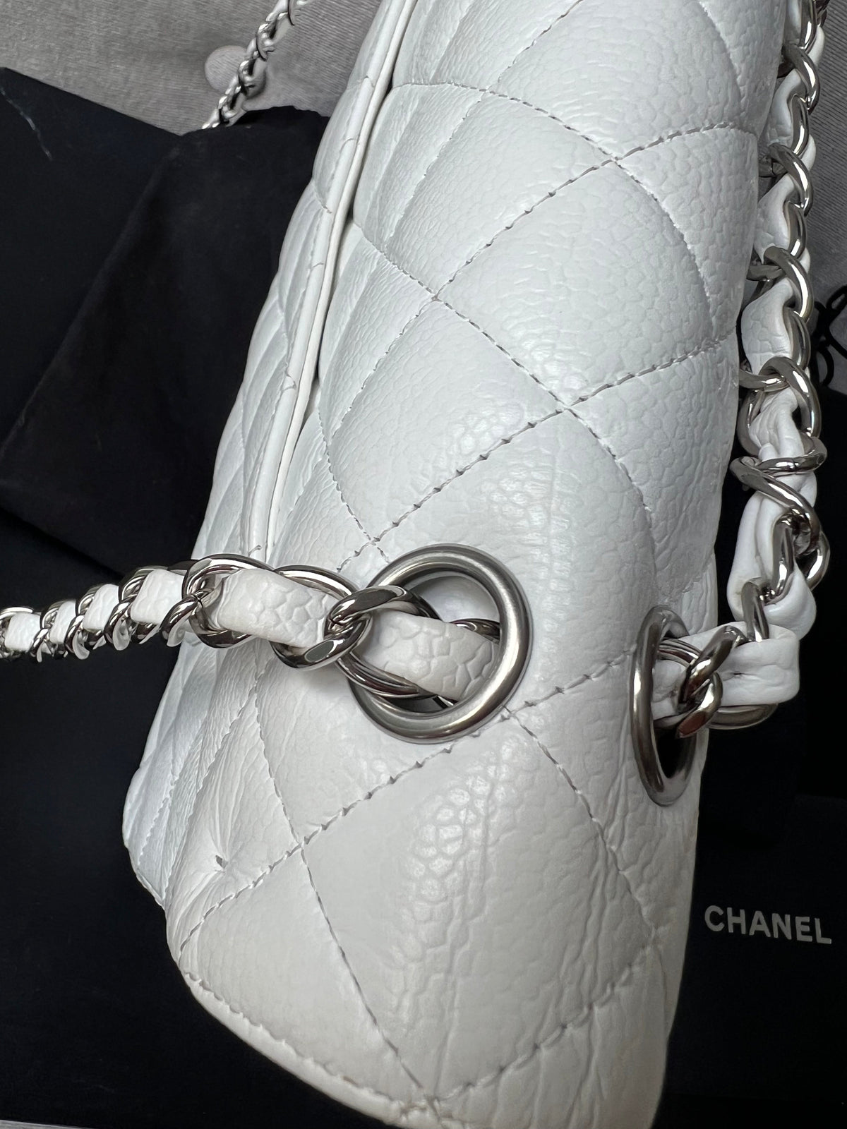 Chanel Medium Classic Flap in White Caviar