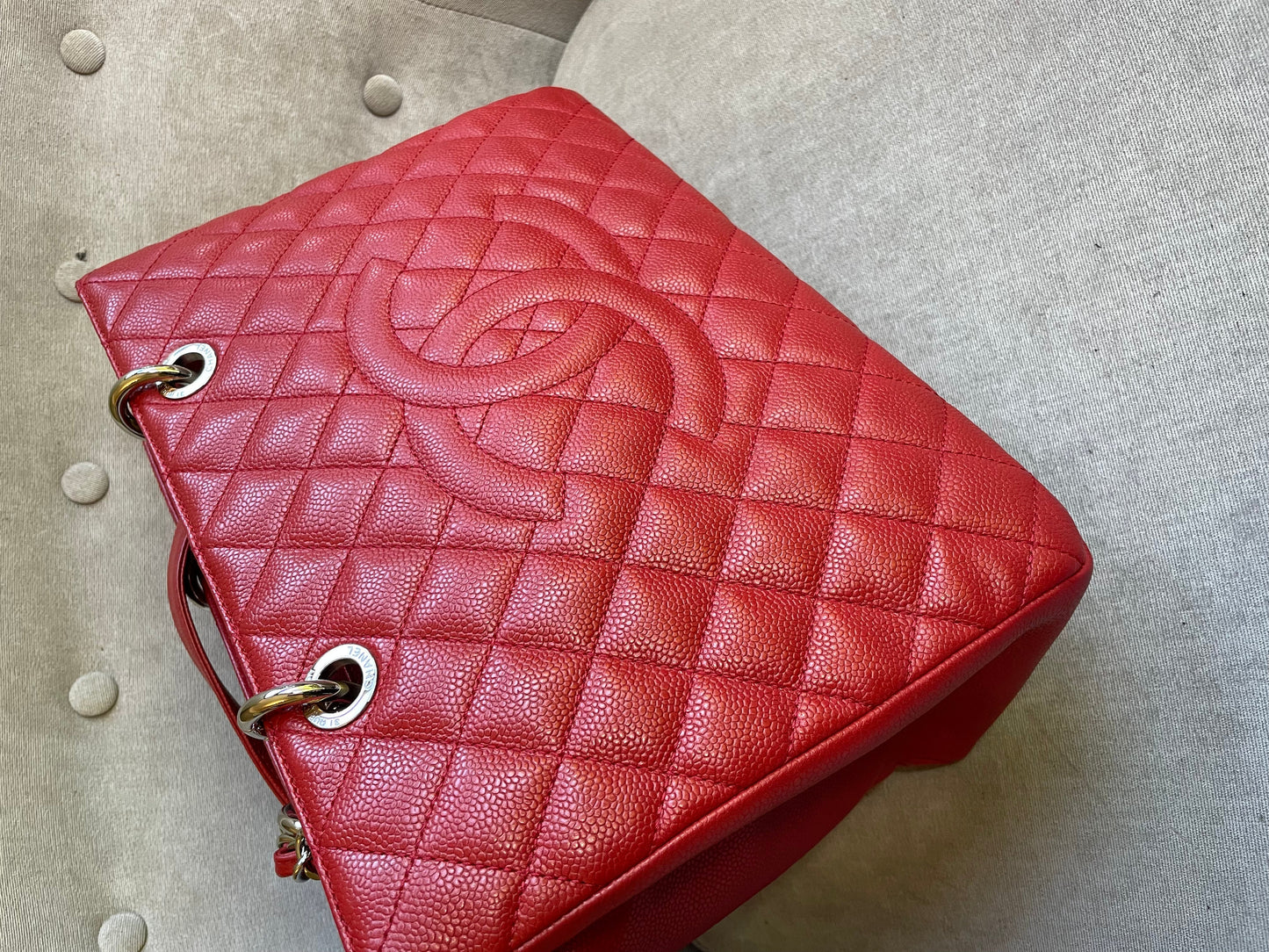 Chanel Red Caviar Grand Shopper Tote
