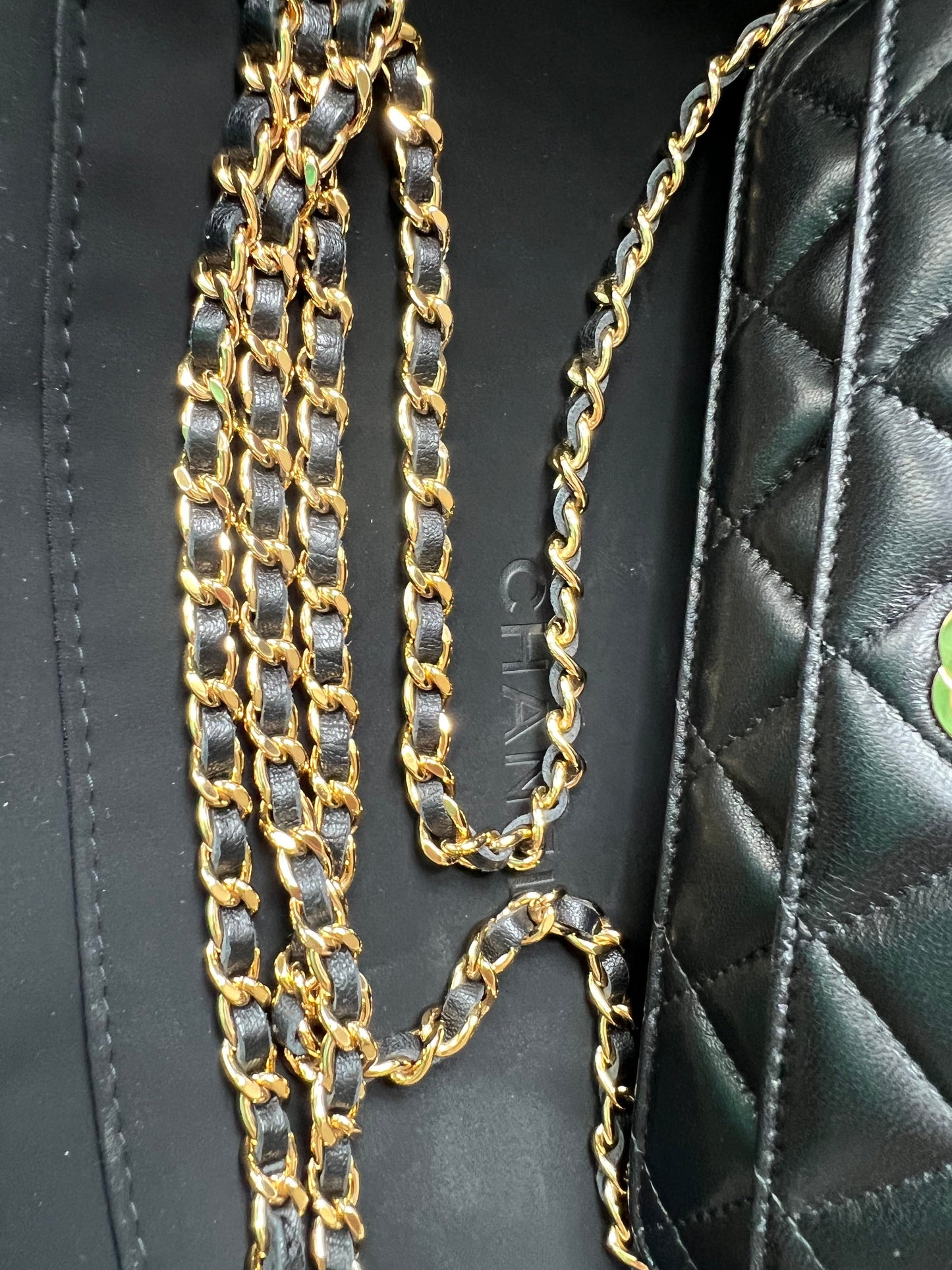 Chanel Black Lambskin Wallet on Chain with gold hardware