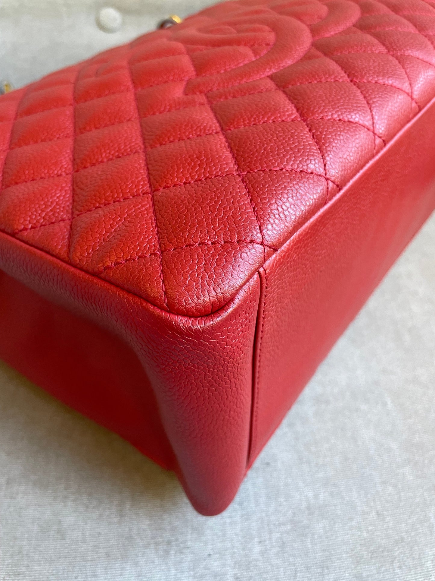 Chanel Red Caviar Grand Shopper Tote