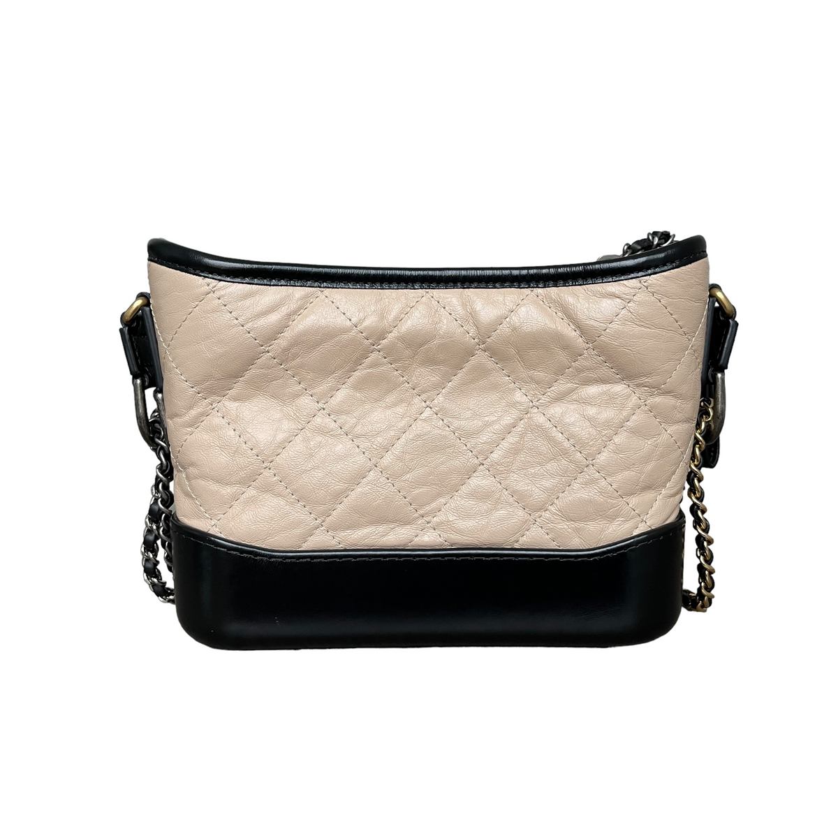 Calfskin Quilted Small Gabrielle Beige Black