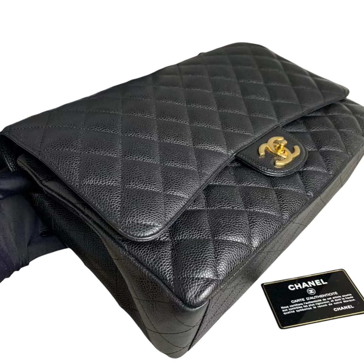 Classic Double Flap Caviar Maxi Black GHW