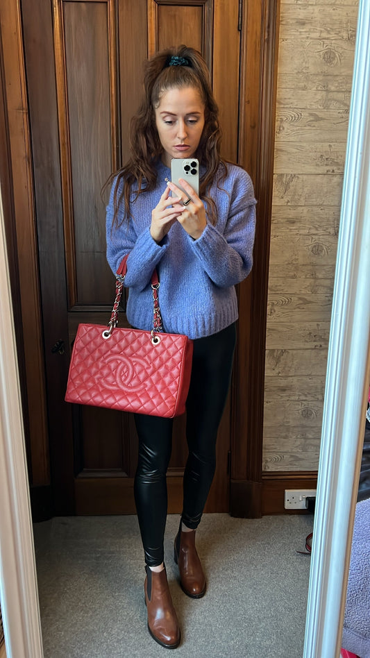 Chanel Red Caviar Grand Shopper Tote