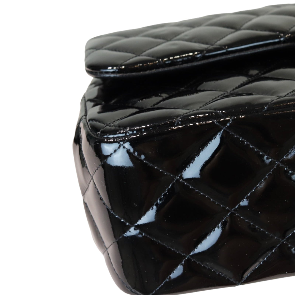 Double Flap Jumbo Quilted Patent Black SHW