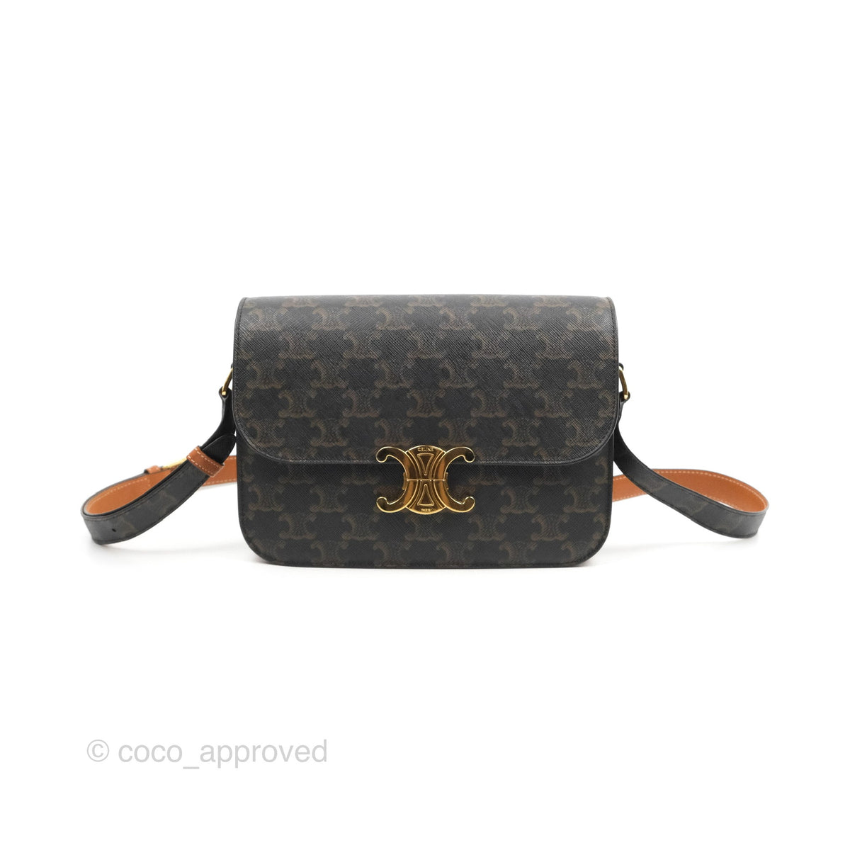 Celine Medium Triomphe Bag Triomphe Canvas Tan Calfskin