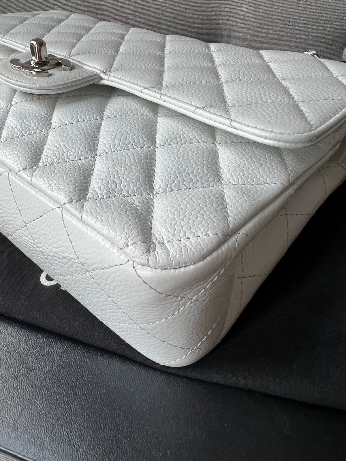 Chanel Medium Classic Flap in White Caviar