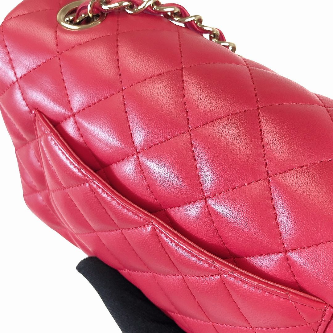 Mini Rectangle Lambskin Red GHW