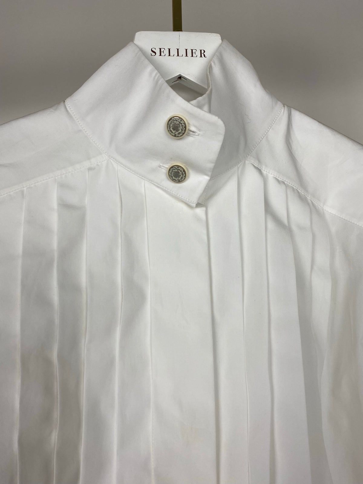 Chanel White Cotton High Neck Pleated Shirt Size FR34 (UK6) RRP ¬£3,720