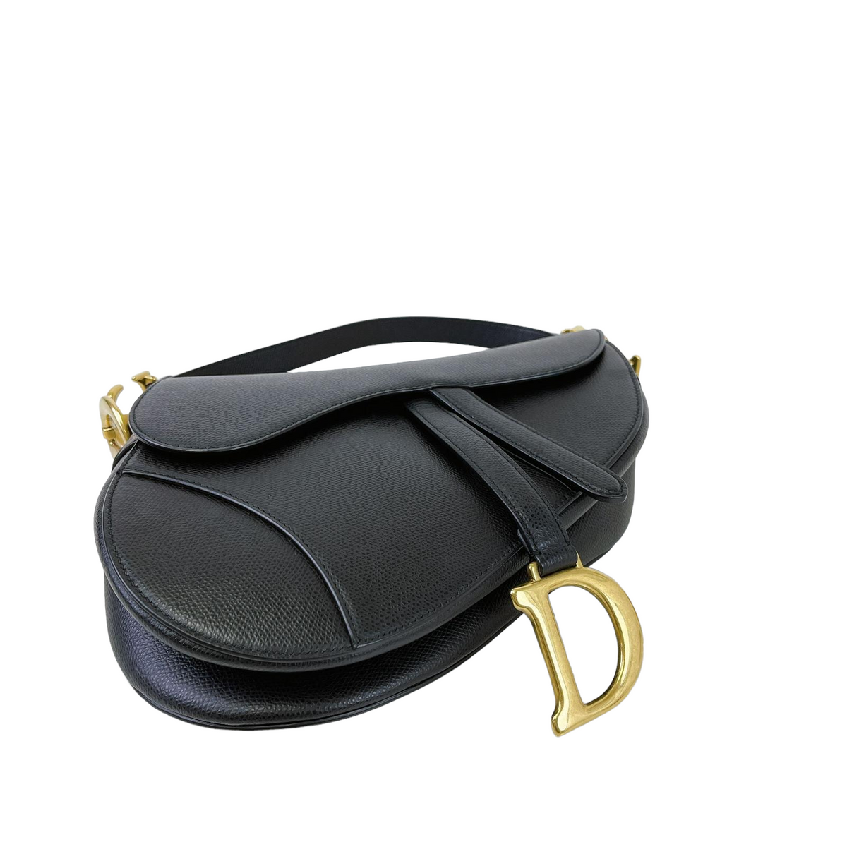 Medium Saddle Calfskin Black GHW