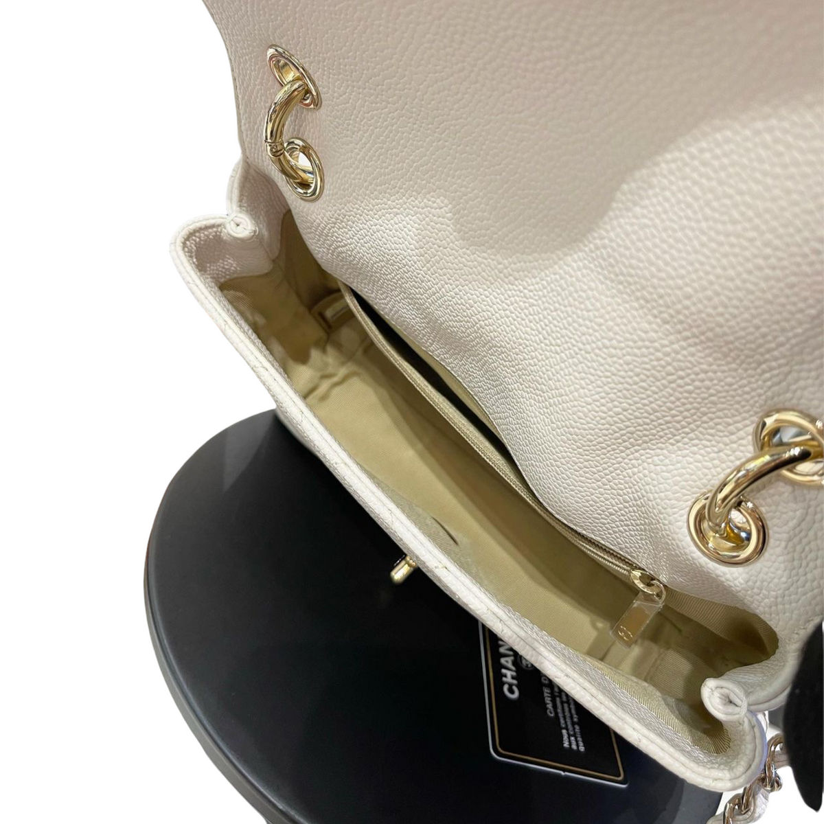 Quilted Caviar Top Chain Mini White GHW