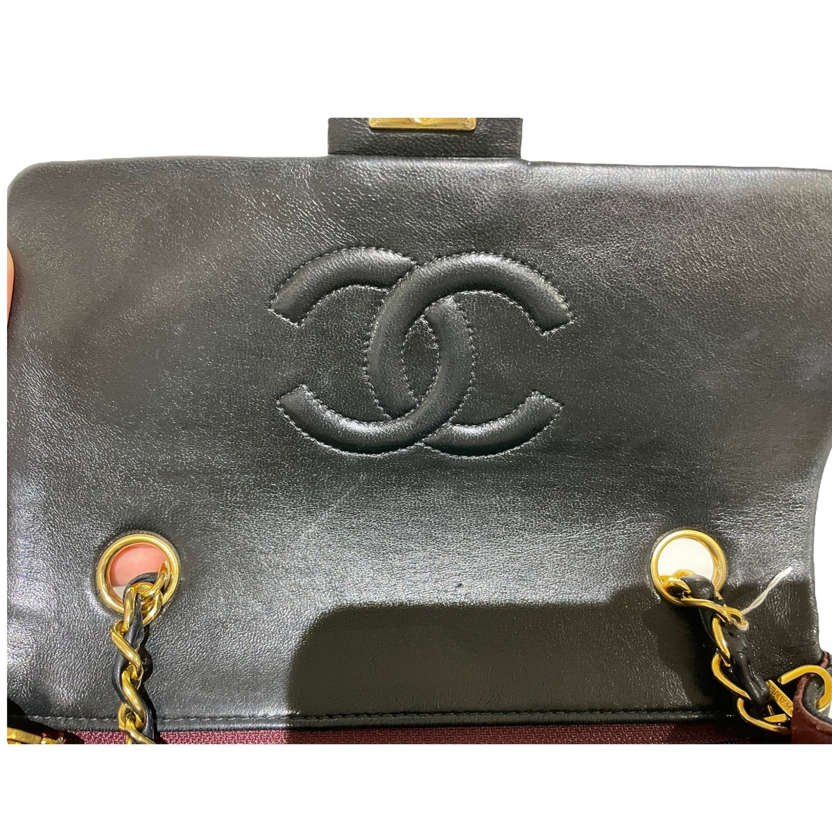 Large Mini Square Classic Vintage Flap Black GHW