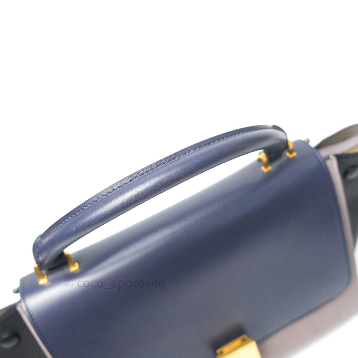 Celine Sleek Calfskin Small Tri-Color Trapeze Dark Blue