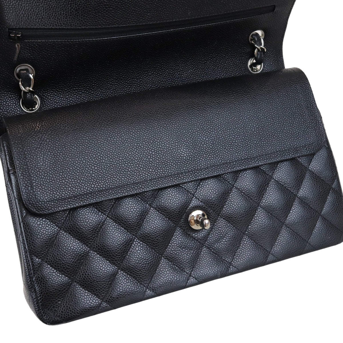 Classic Double Flap Jumbo Black Caviar SHW