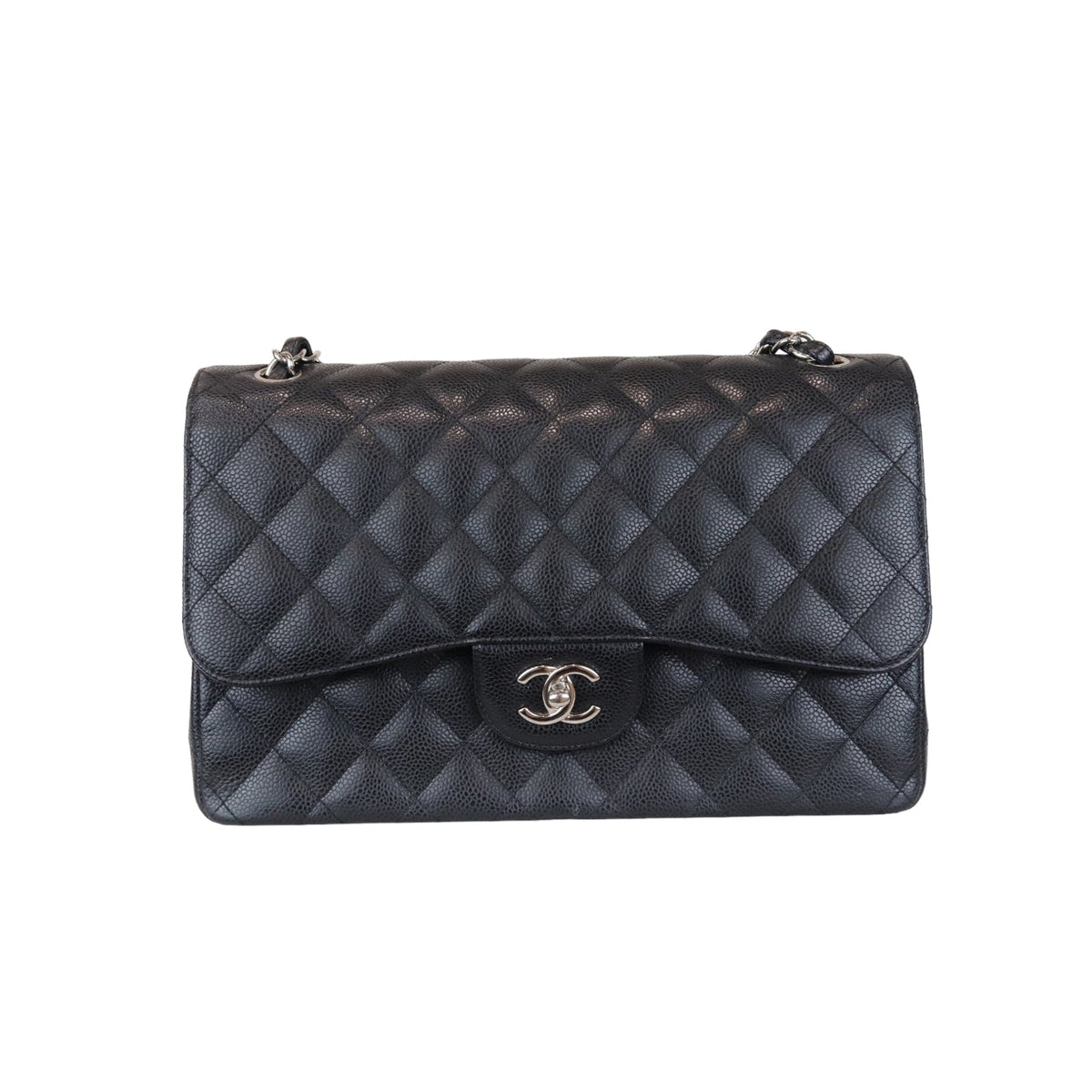 Classic Double Flap Jumbo Black Caviar SHW