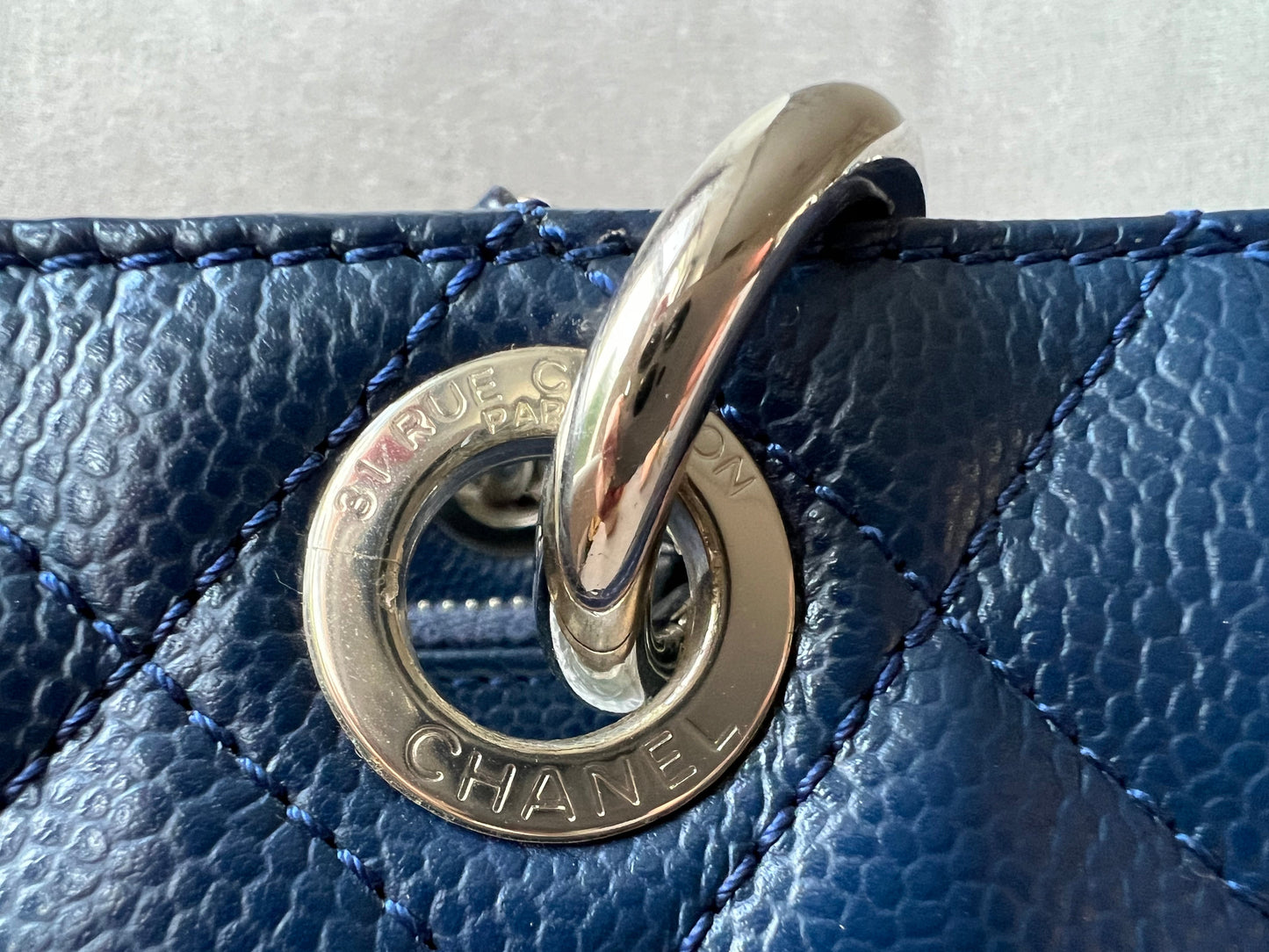 Chanel XL Dark Blue Caviar Grand Shopper Tote