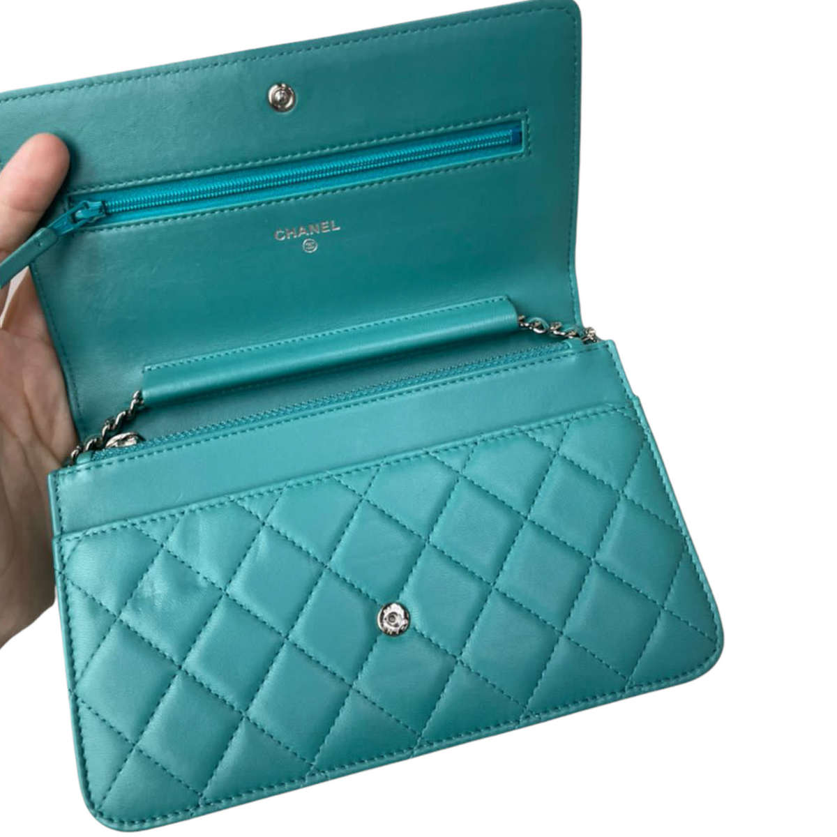 Boy Lambskin WOC Teal SHW