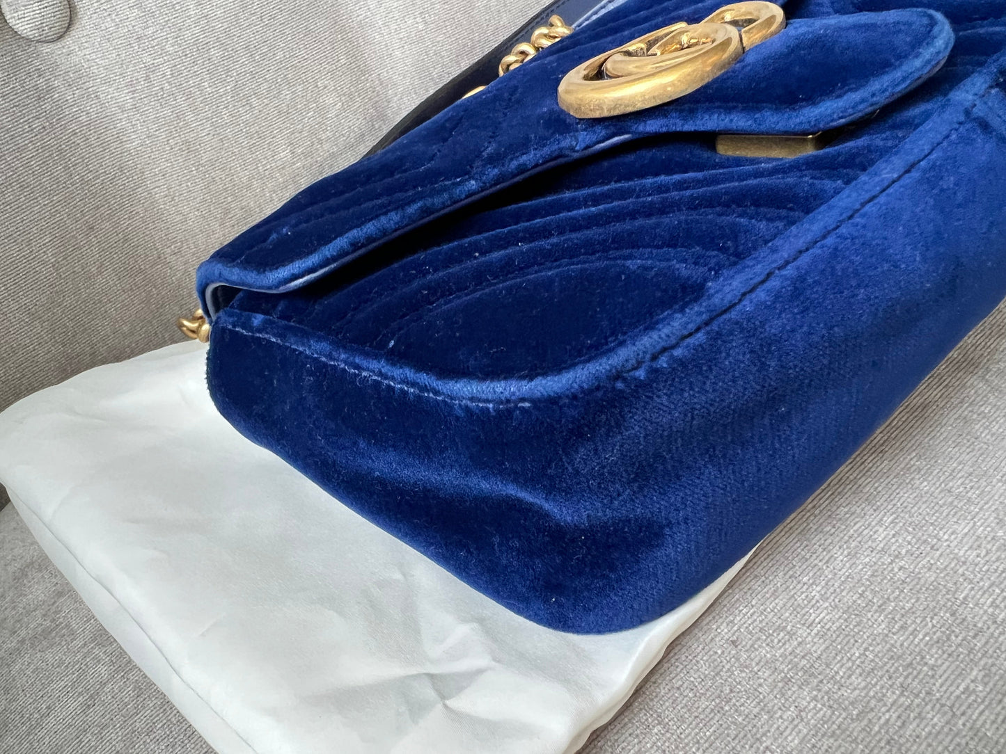 Gucci GG Blue Velvet Marmont Mini Shoulder Bag (RRP £1295)