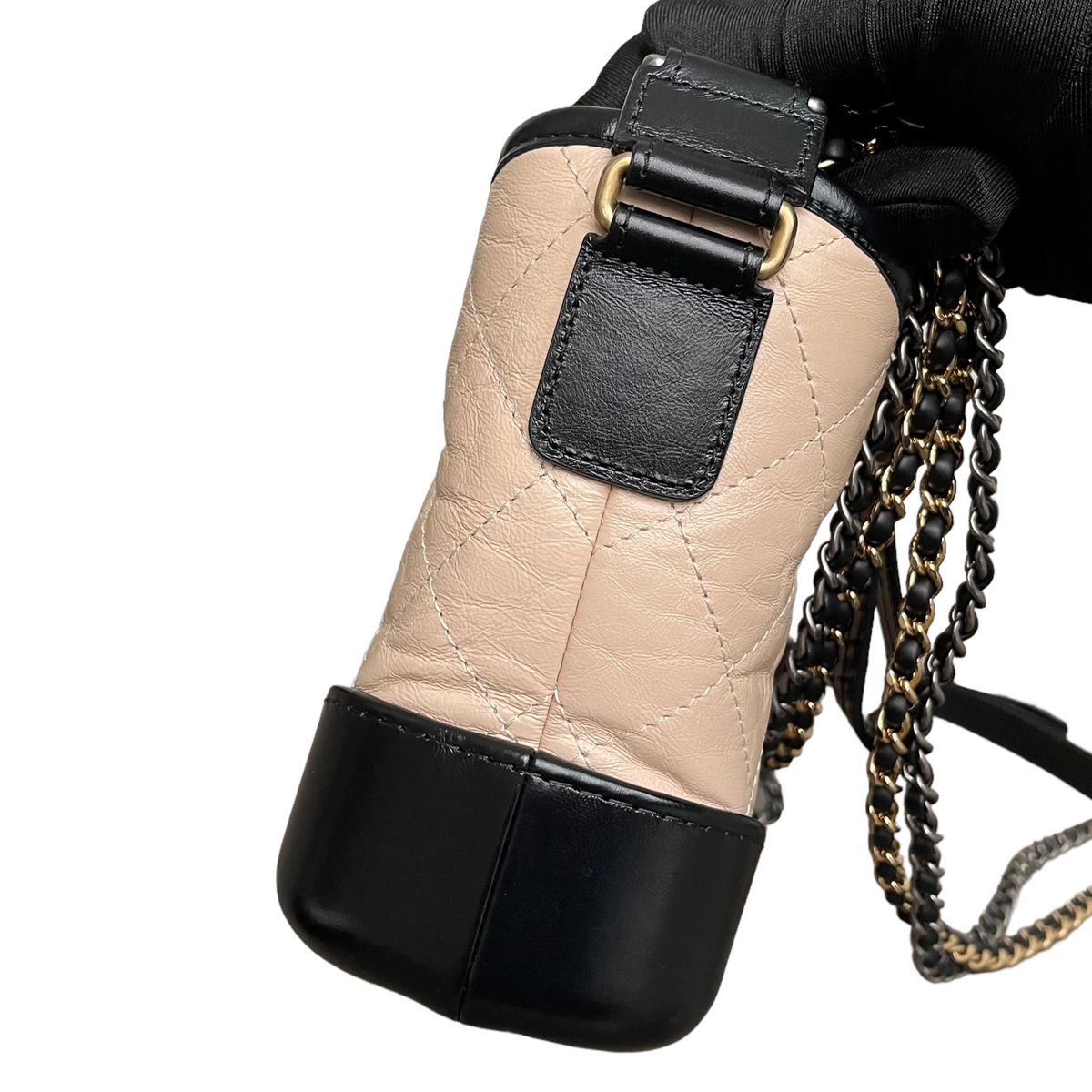 Calfskin Quilted Small Gabrielle Beige Black