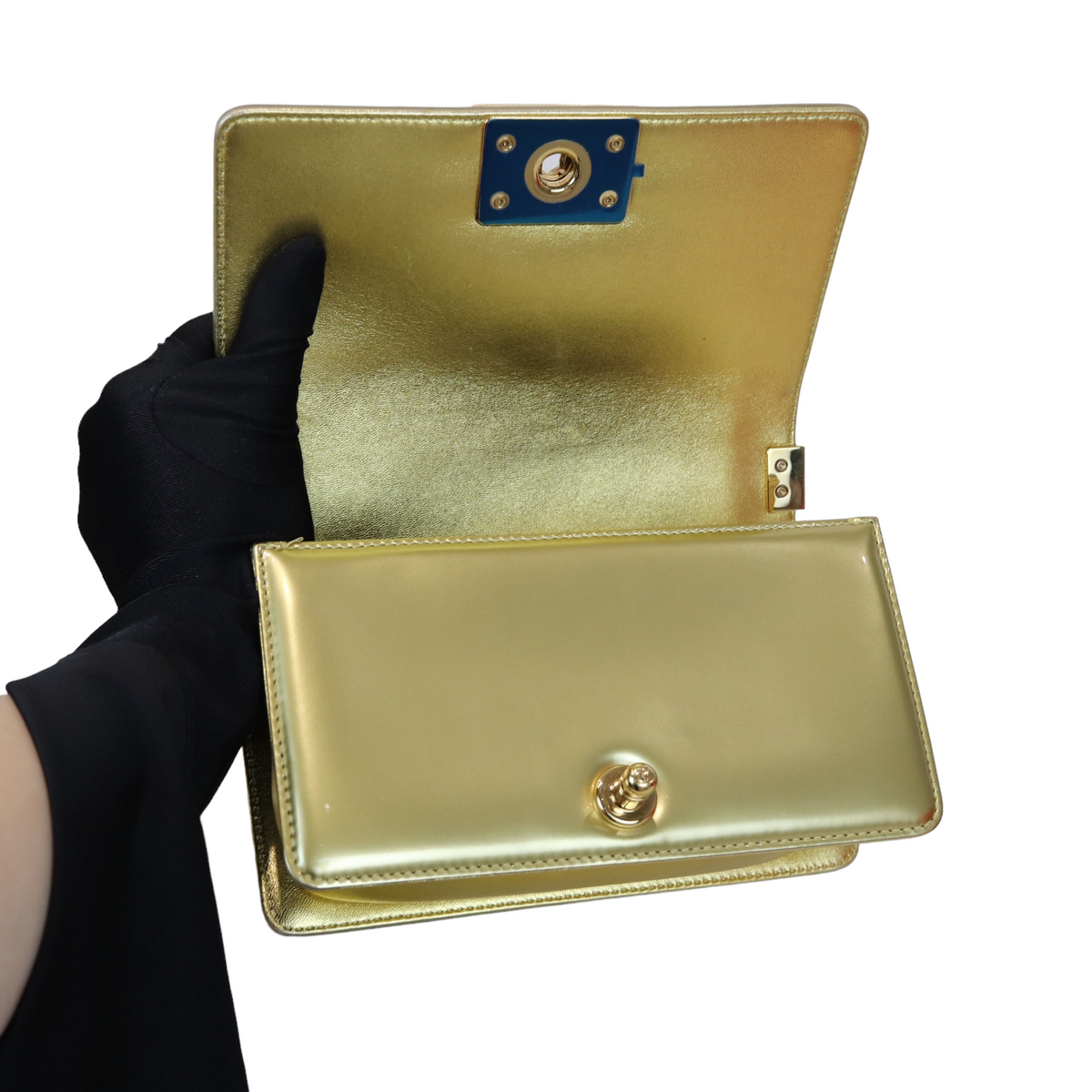Small Boy Bag Patent Gold GHW