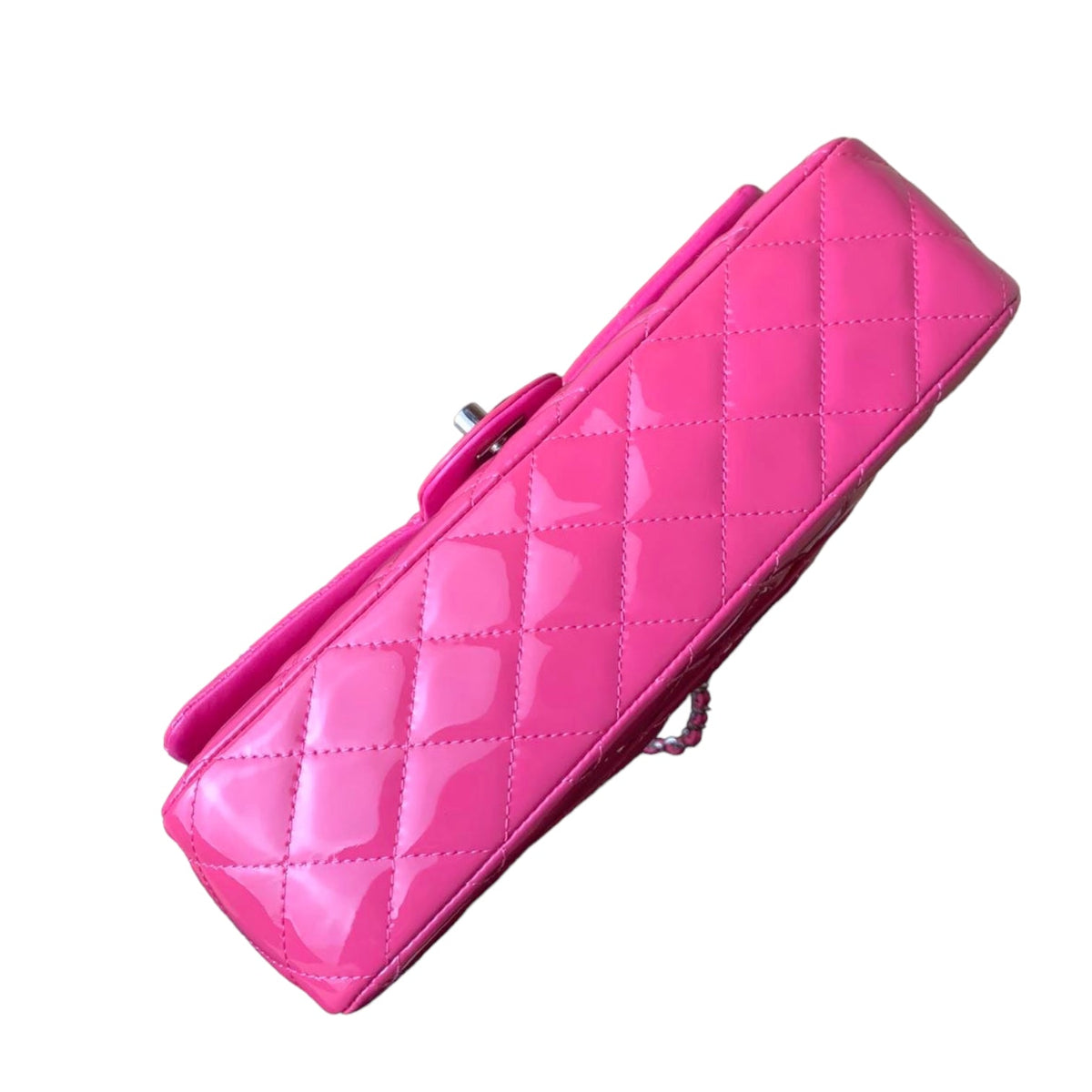 Classic Flap Medium Patent Quilted Pink SHW