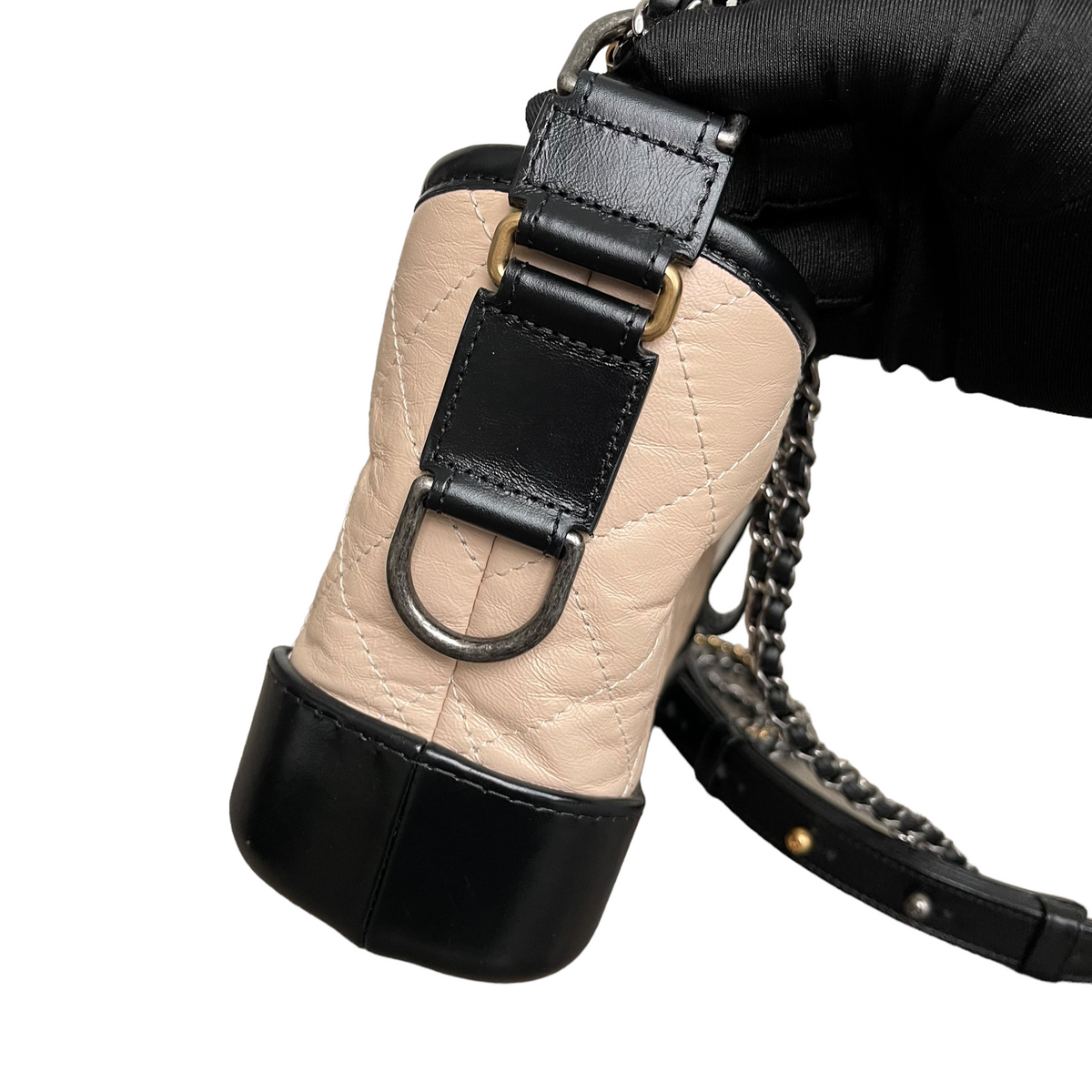 Calfskin Quilted Small Gabrielle Beige Black