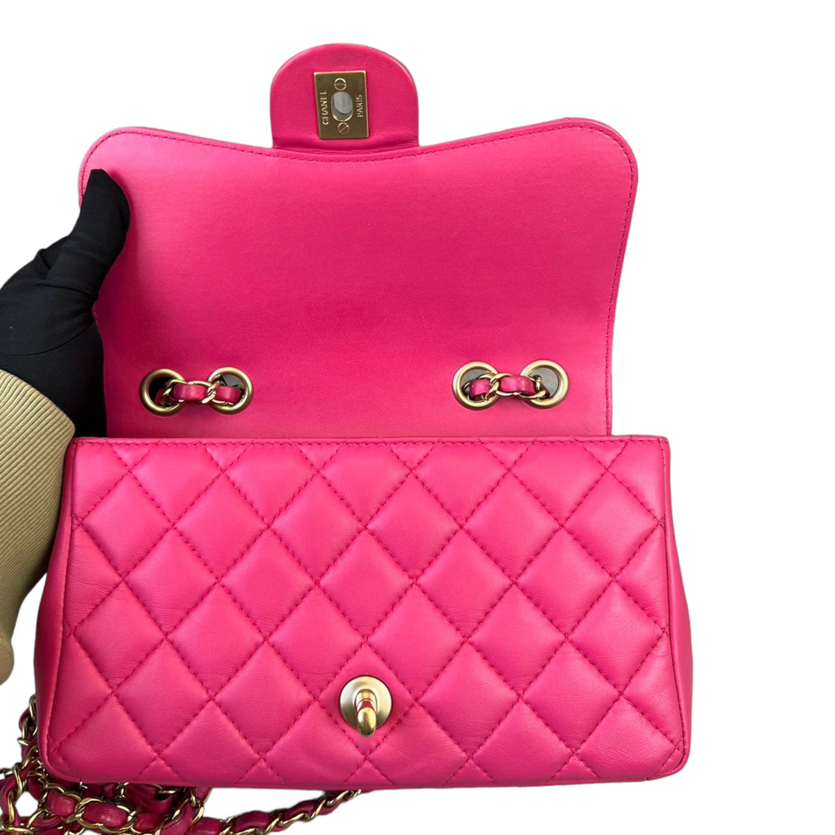 Mademoiselle Chic Mini Pink Lambskin GHW