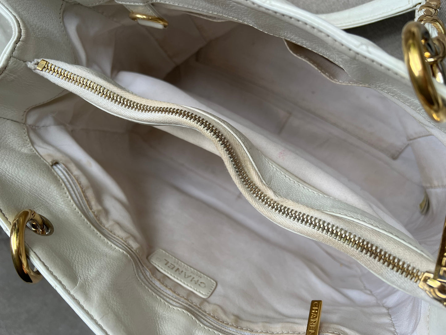 Chanel White Caviar Grand Shopper Tote