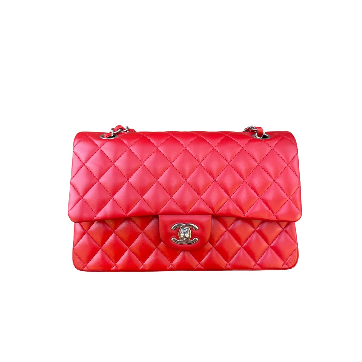 Classic Medium Flap Lambskin Flap Red SHW