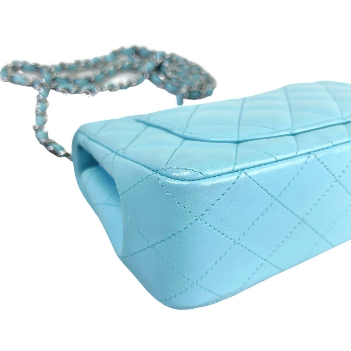 Mini Rectangal Flap Lambskin Blue SHW