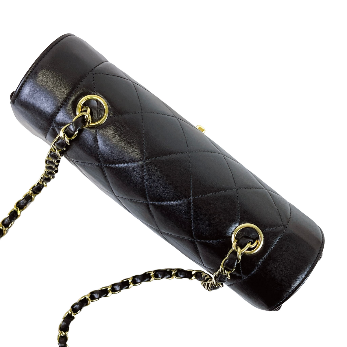 Small Classic Diana flap Black Lambskin GHW