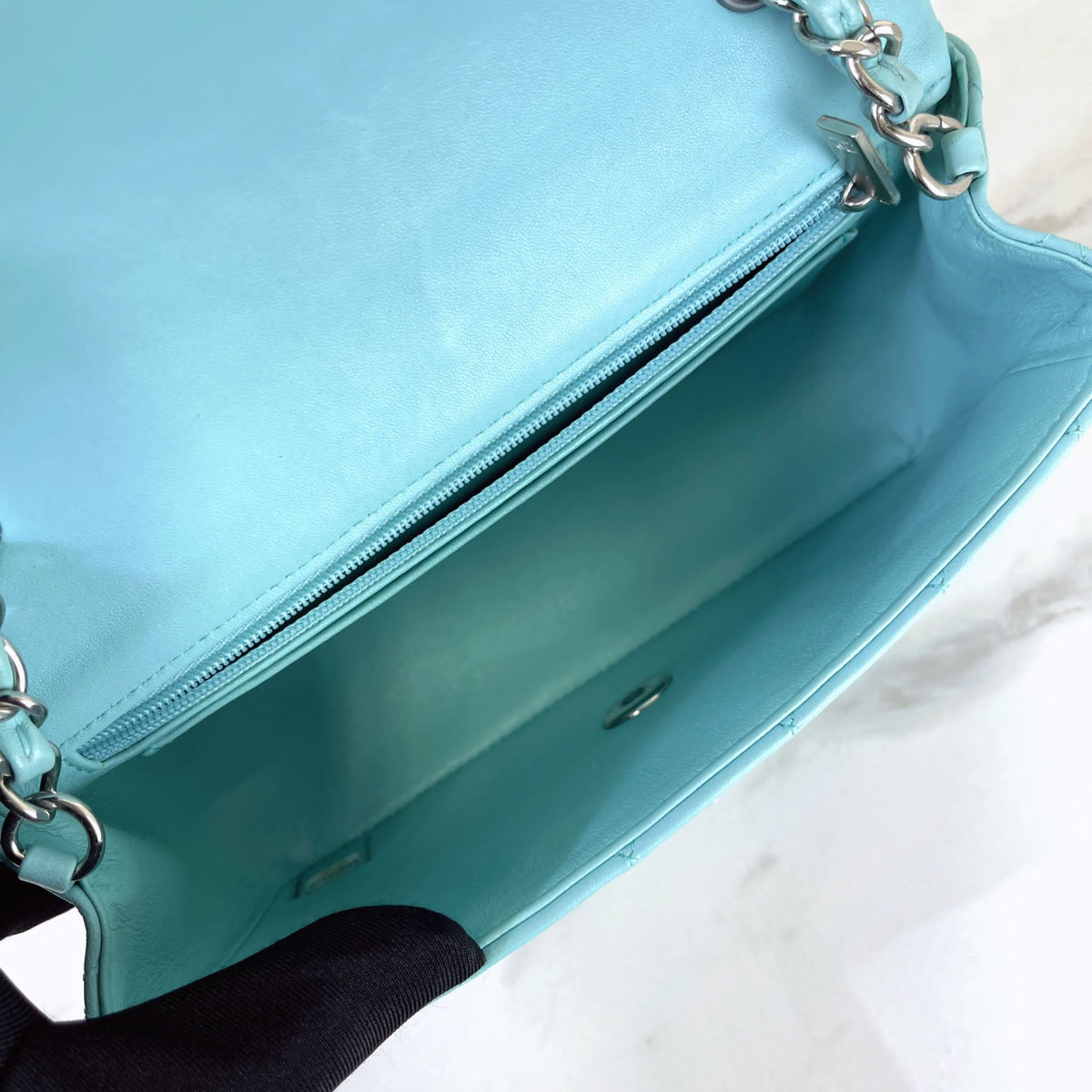 Mini Rectangal Flap Lambskin Blue SHW