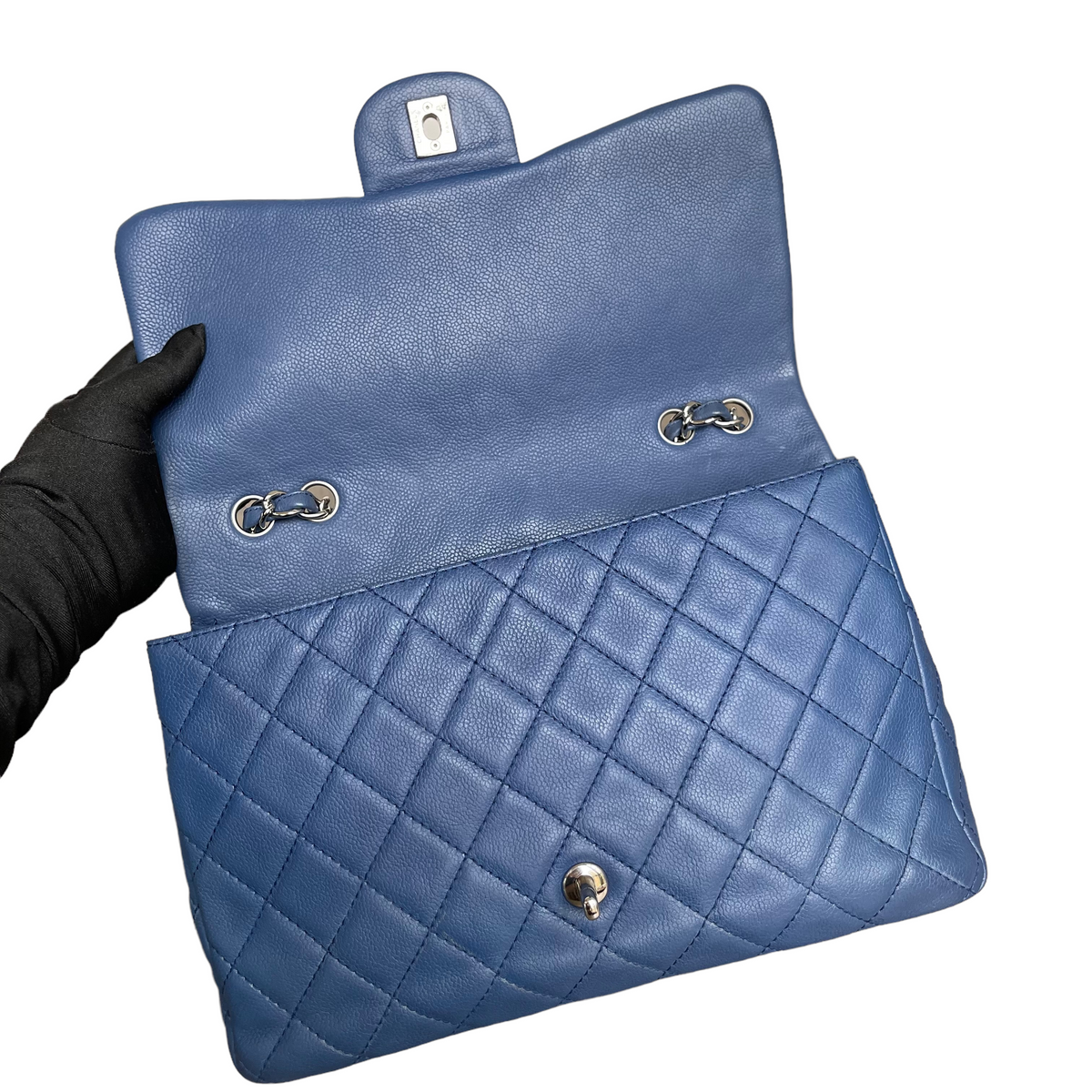 Single Flap Jumbo Washed Caviar Blue SHW