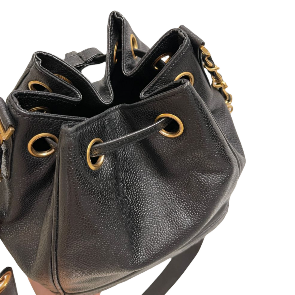 Vintage CC Drawstring Bucket Caviar Black GHW