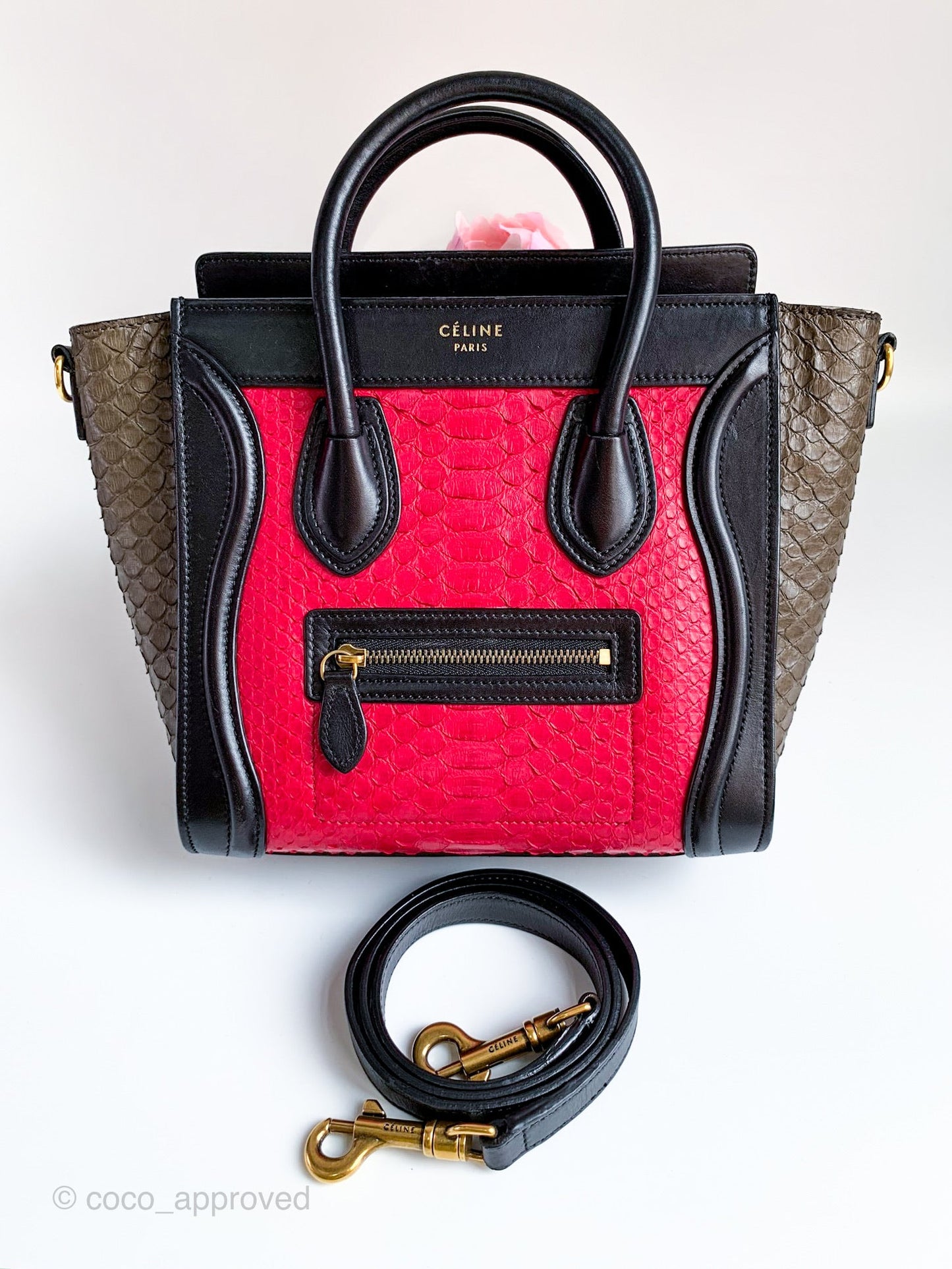 Celine Tri Color Python and Leather Nano Luggage Tote