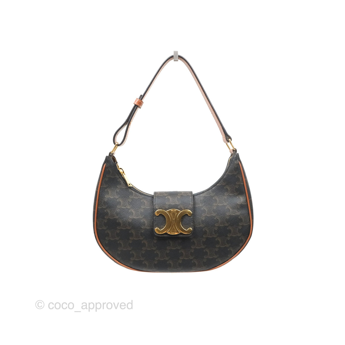 Celine Medium Ava Triomphe Bag Triomphe Canvas Tan Calfskin