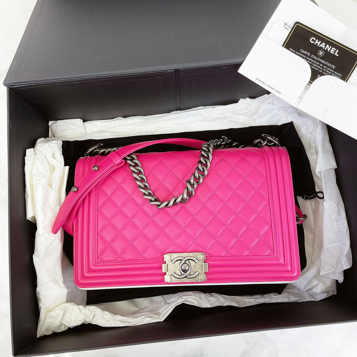 Boy Bag New Medium Lambskin Pink GHW