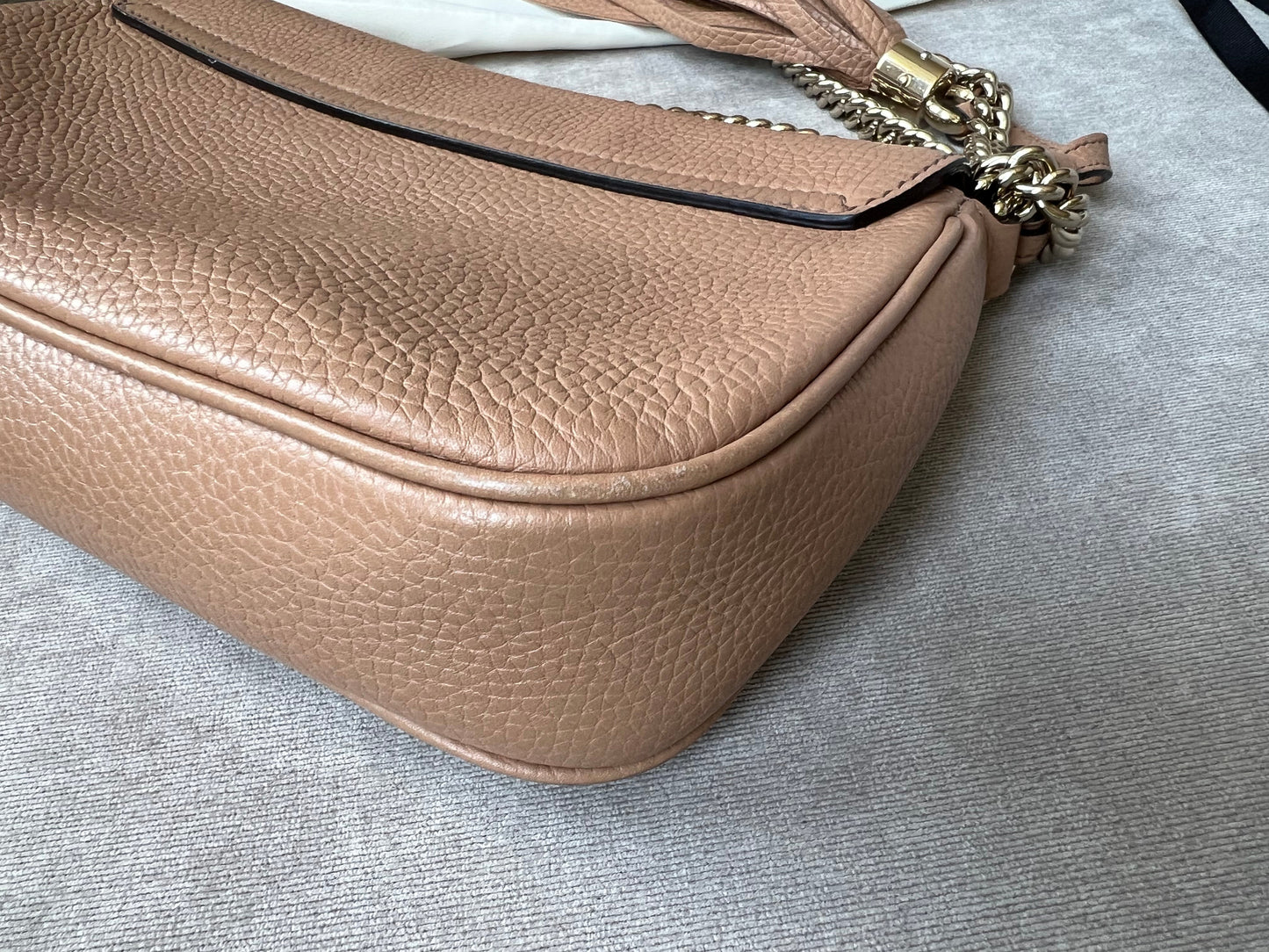 Gucci Rose Beige Soho Disco Crossbody Flap Bag