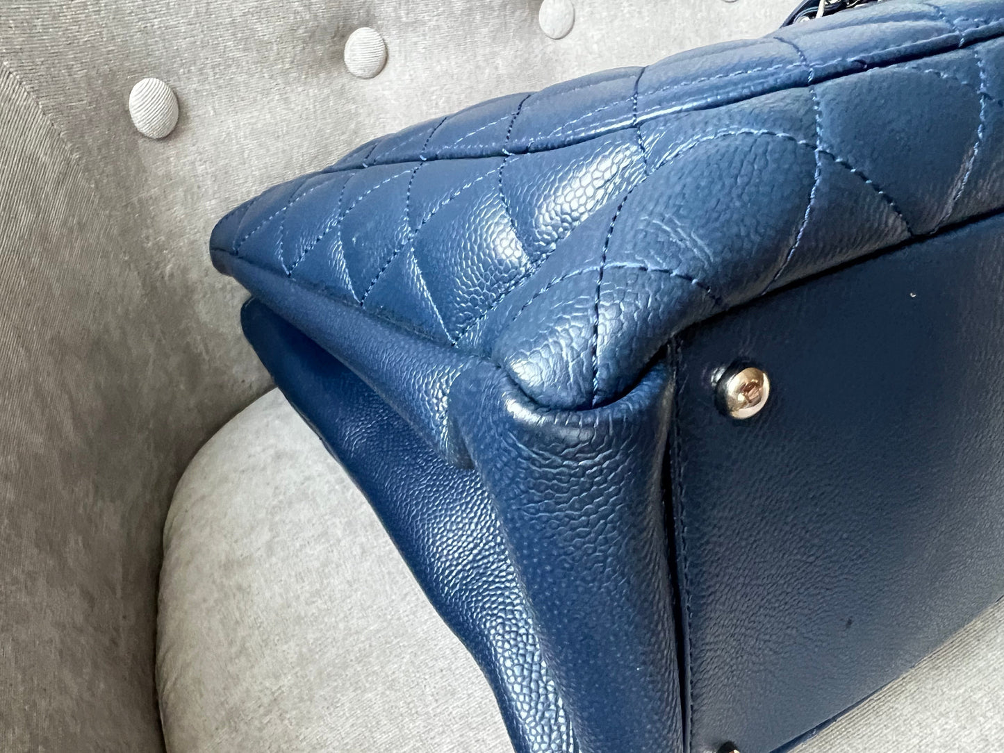 Chanel XL Dark Blue Caviar Grand Shopper Tote