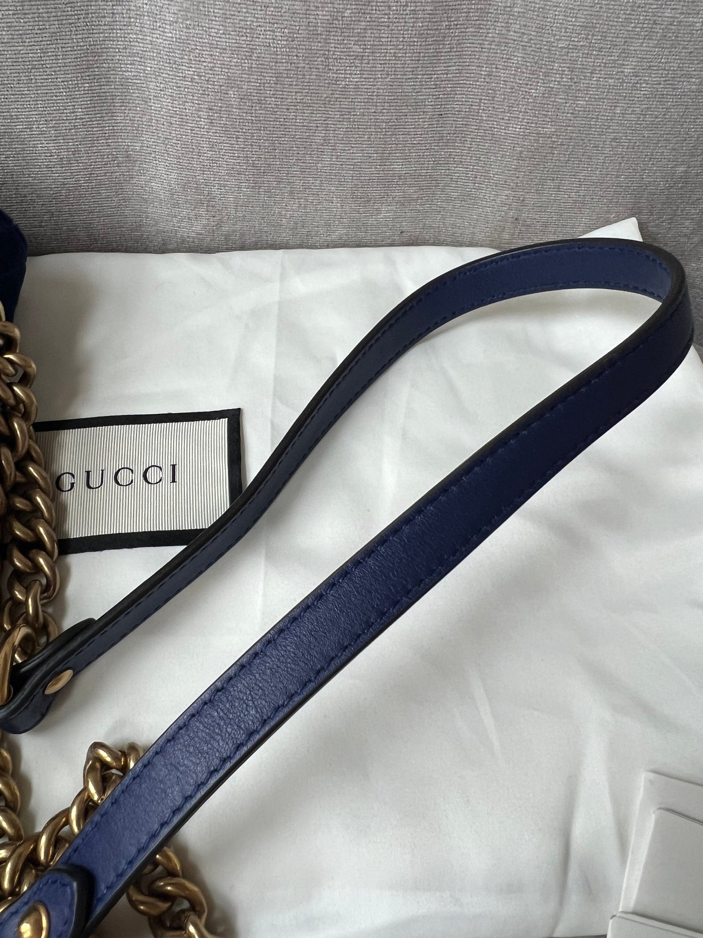 Gucci GG Blue Velvet Marmont Mini Shoulder Bag (RRP £1295)