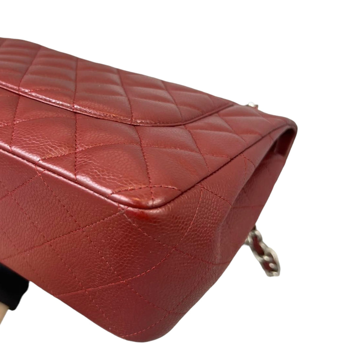 Classic Double Flap Jumbo Caviar Red SHW