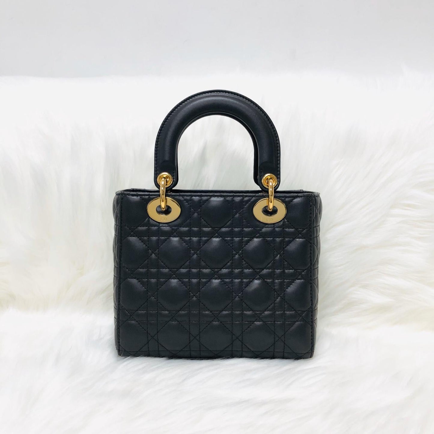 Cannage Lambskin Lucky Badges My Lady Dior Small Dark Grey
