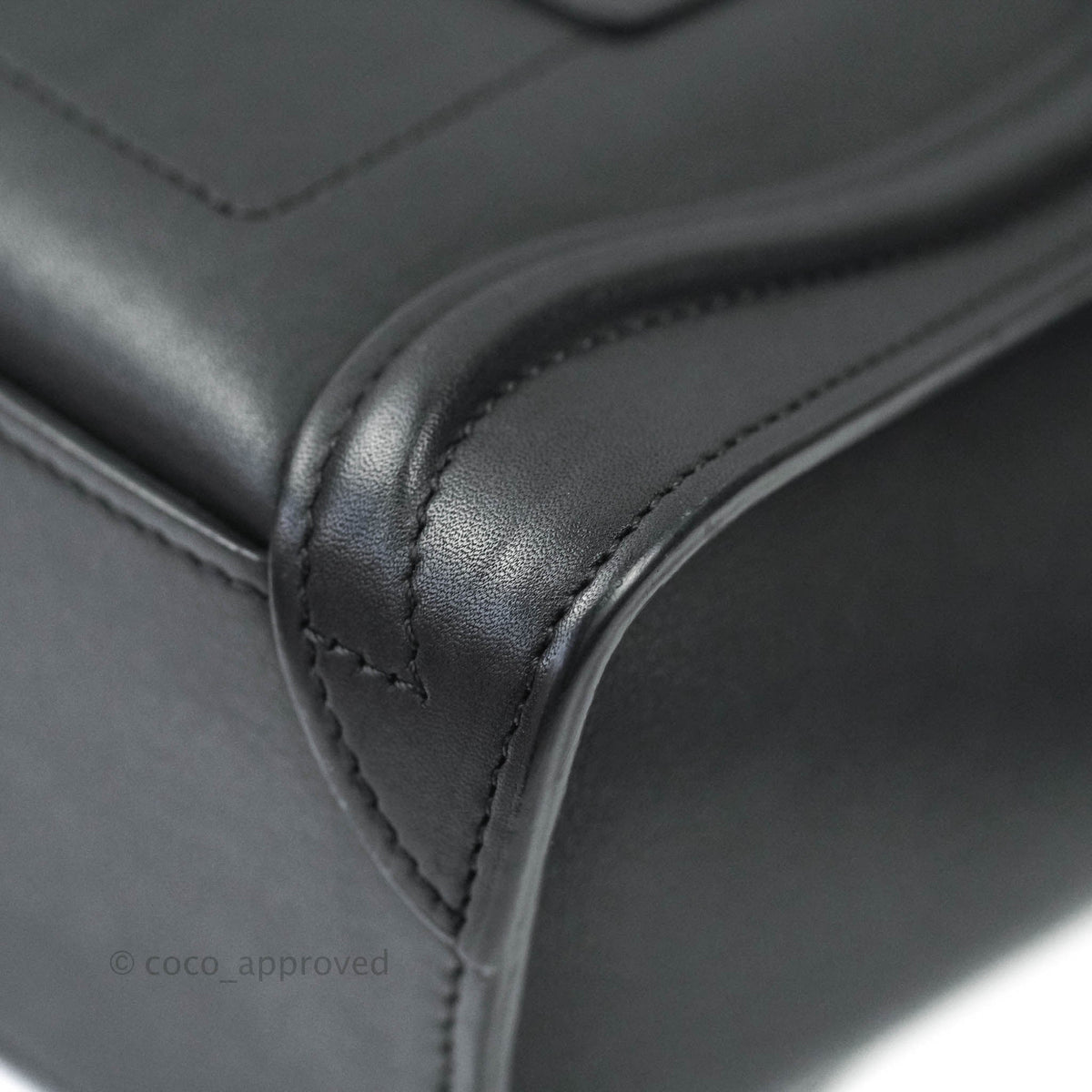 Celine Nano Luggage in Black Calfskin Antique Gold Hardware