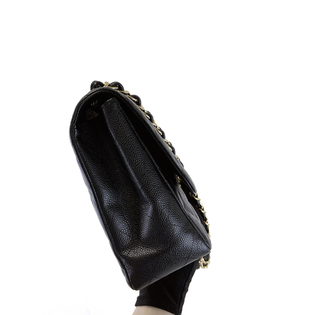 Single Flap Jumbo Black Caviar GHW