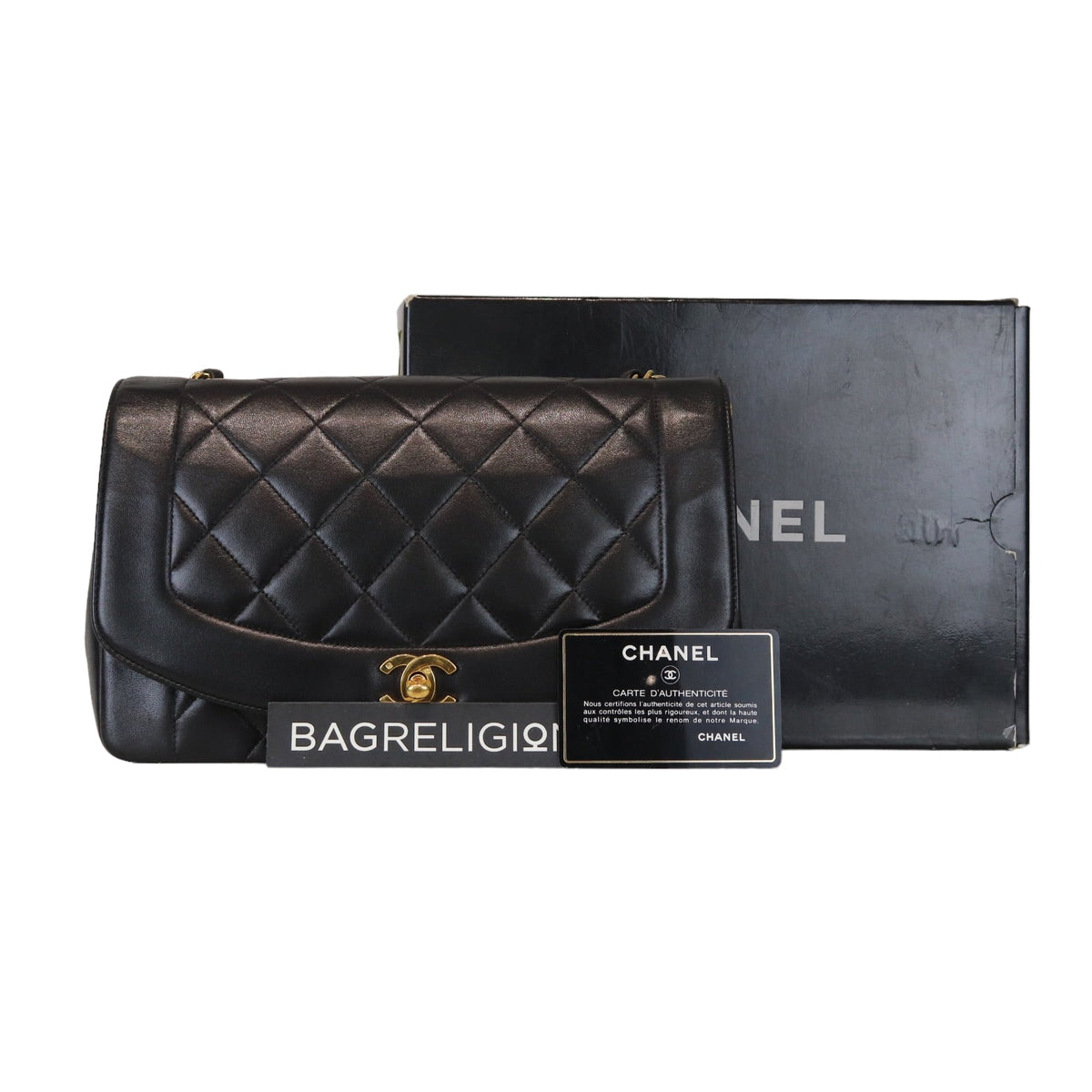 Medium Diana Lambskin Black GHW