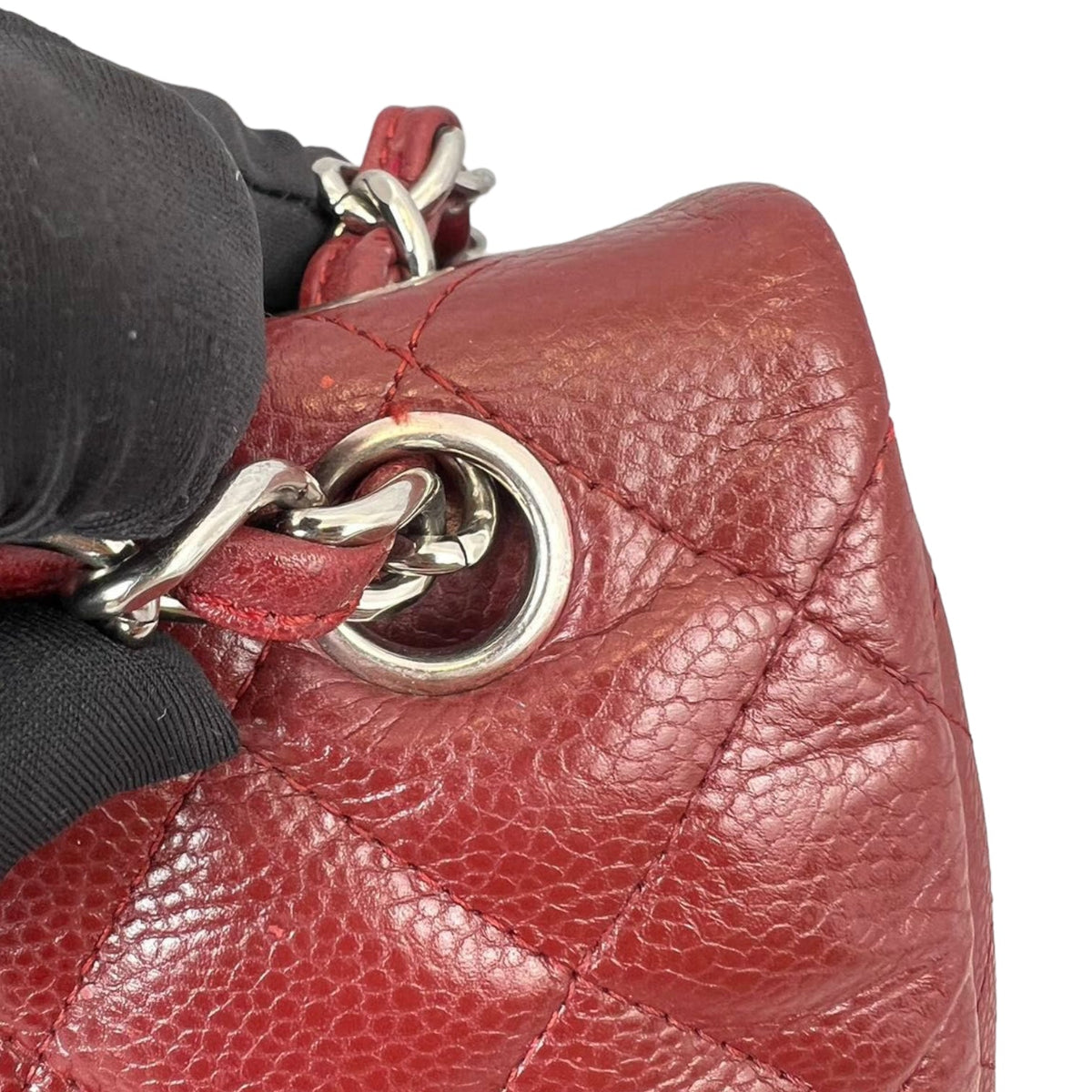 Classic Double Flap Jumbo Caviar Red SHW