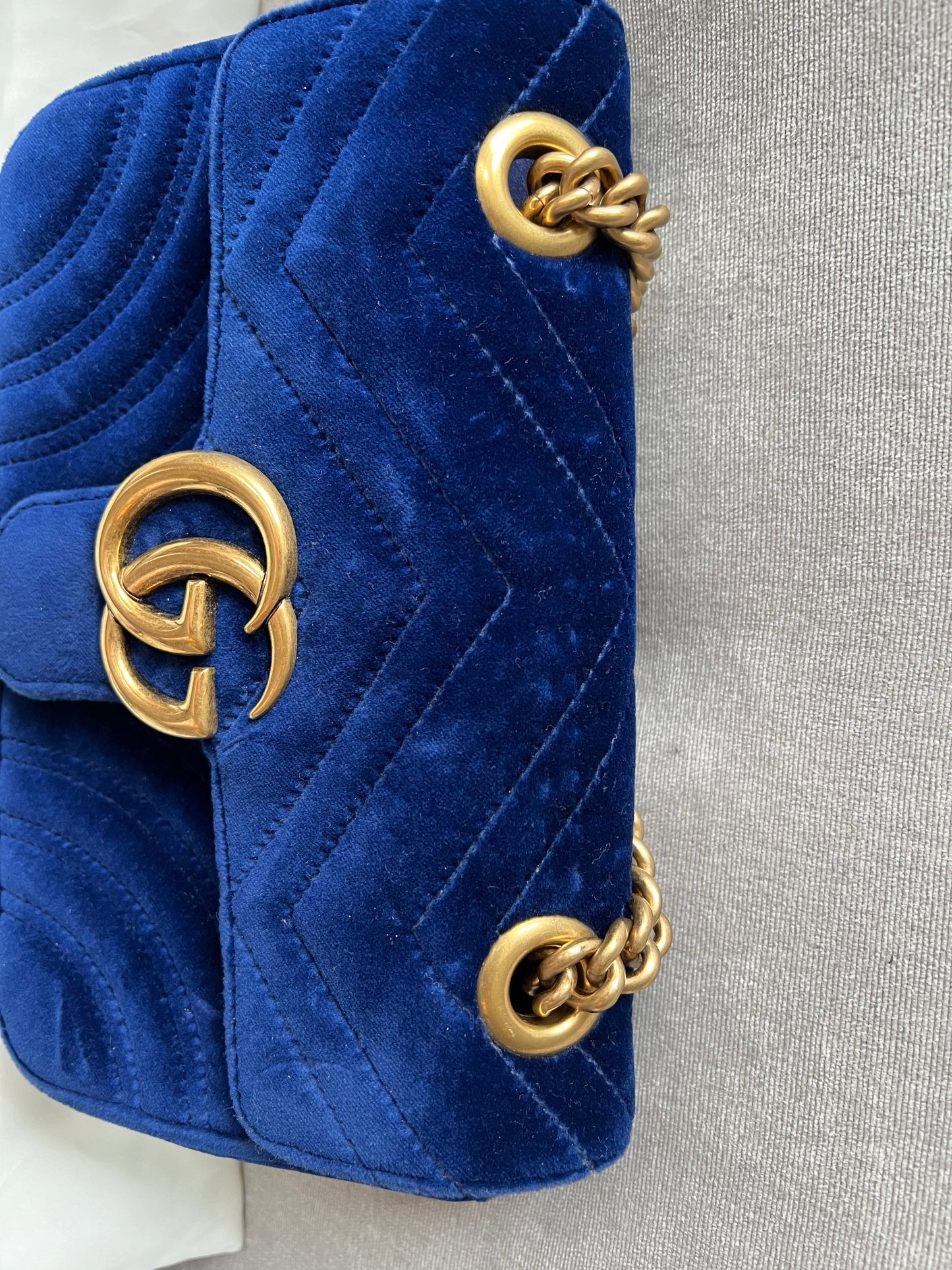 Gucci GG Blue Velvet Marmont Mini Shoulder Bag (RRP £1295)