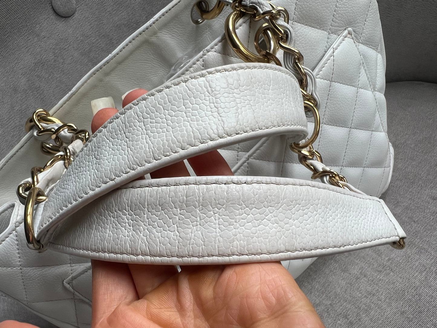 Chanel White Caviar Grand Shopper Tote