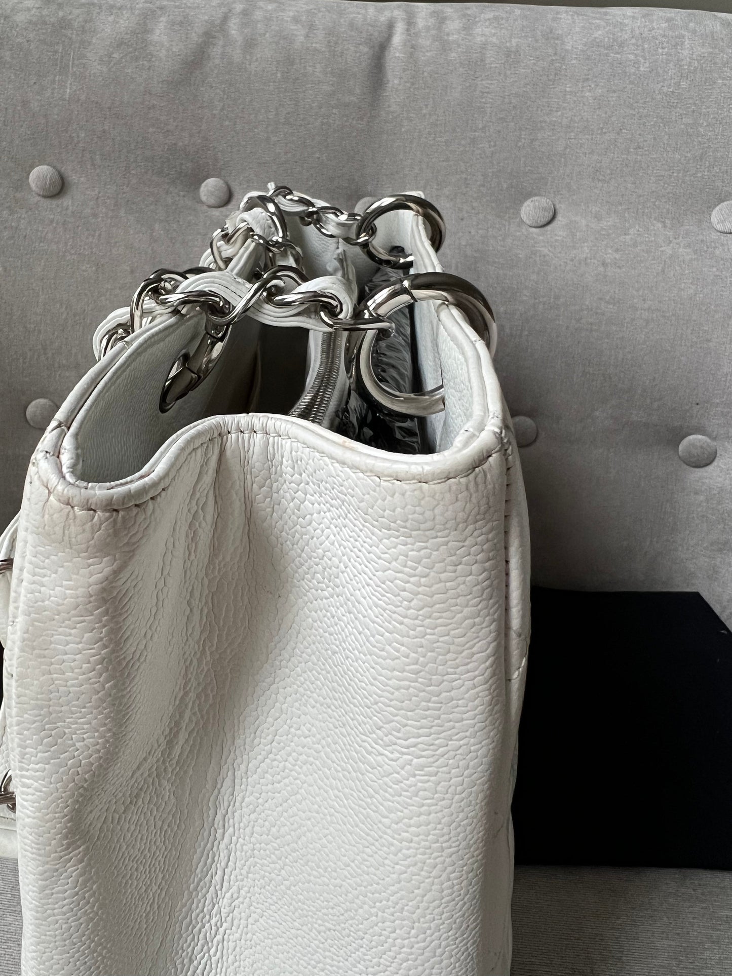 Chanel White Caviar Grand Shopper Tote