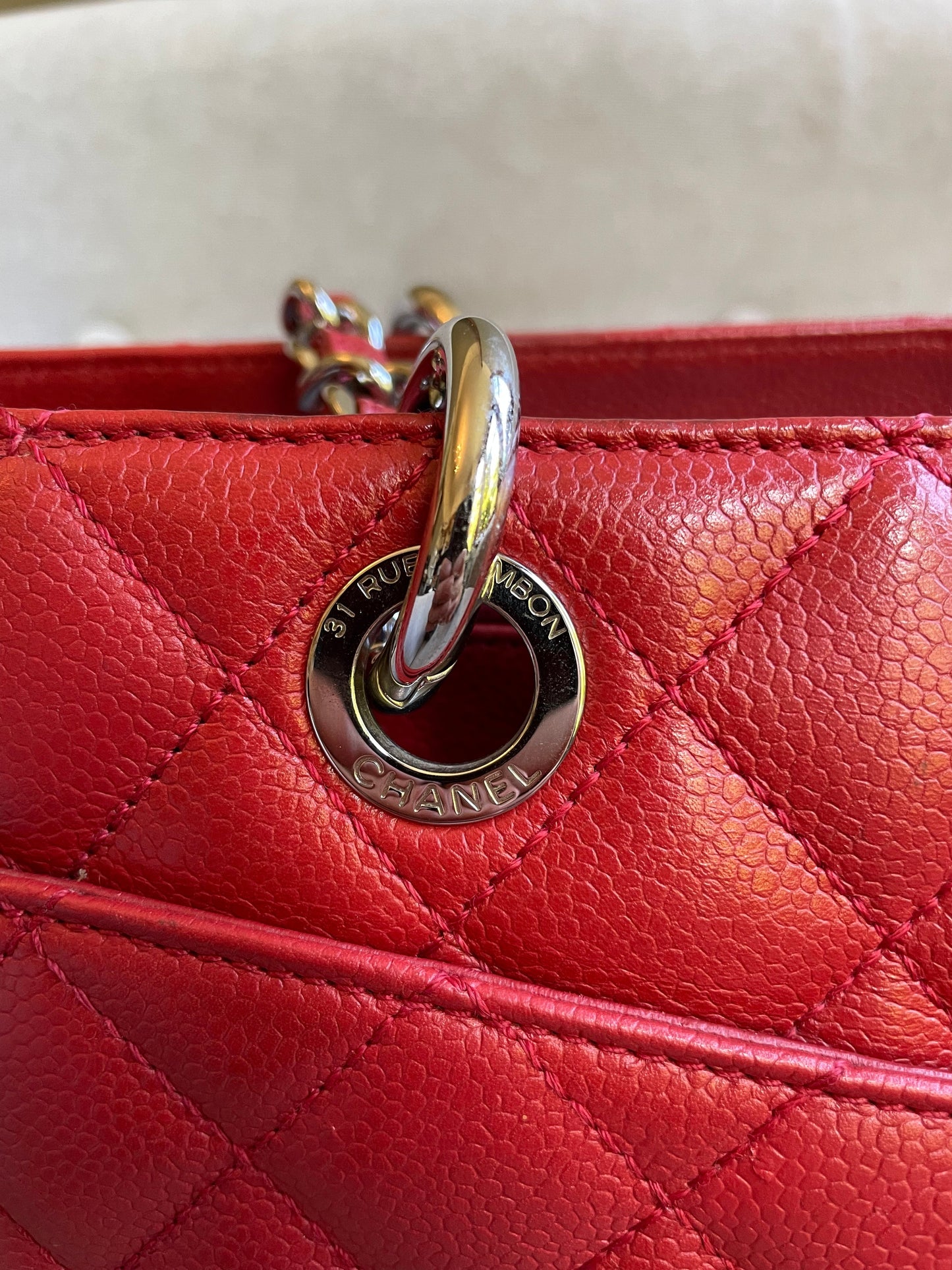 Chanel Red Caviar Grand Shopper Tote